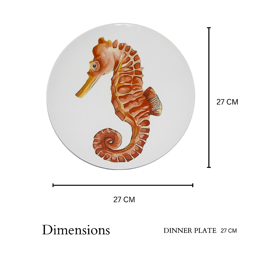 Delicia Porcelain Golden Seahorse Design Plate Plate Digital Printing