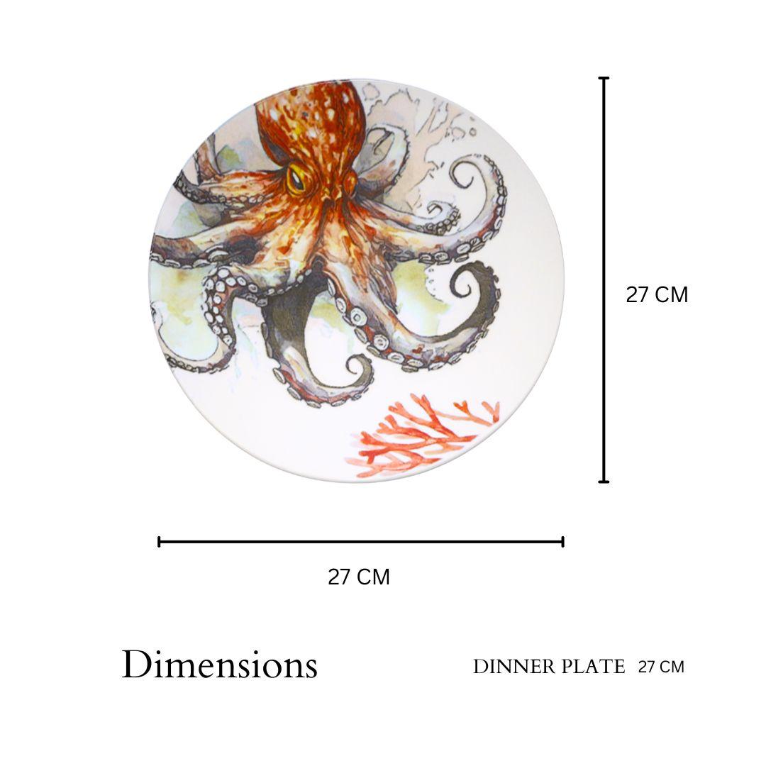 Delicia Porcelain Octopus Design Plate Plate Digital Printing