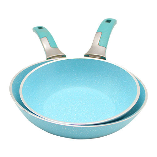 AAone Classic 2pcs Granite Frypan Set - 20cm & 24cm (3mm) - Light Blue