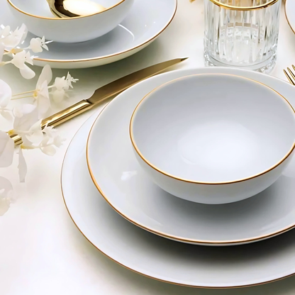 Delicia porcelain Aureline dinnerware set of gold lined 24 PCS