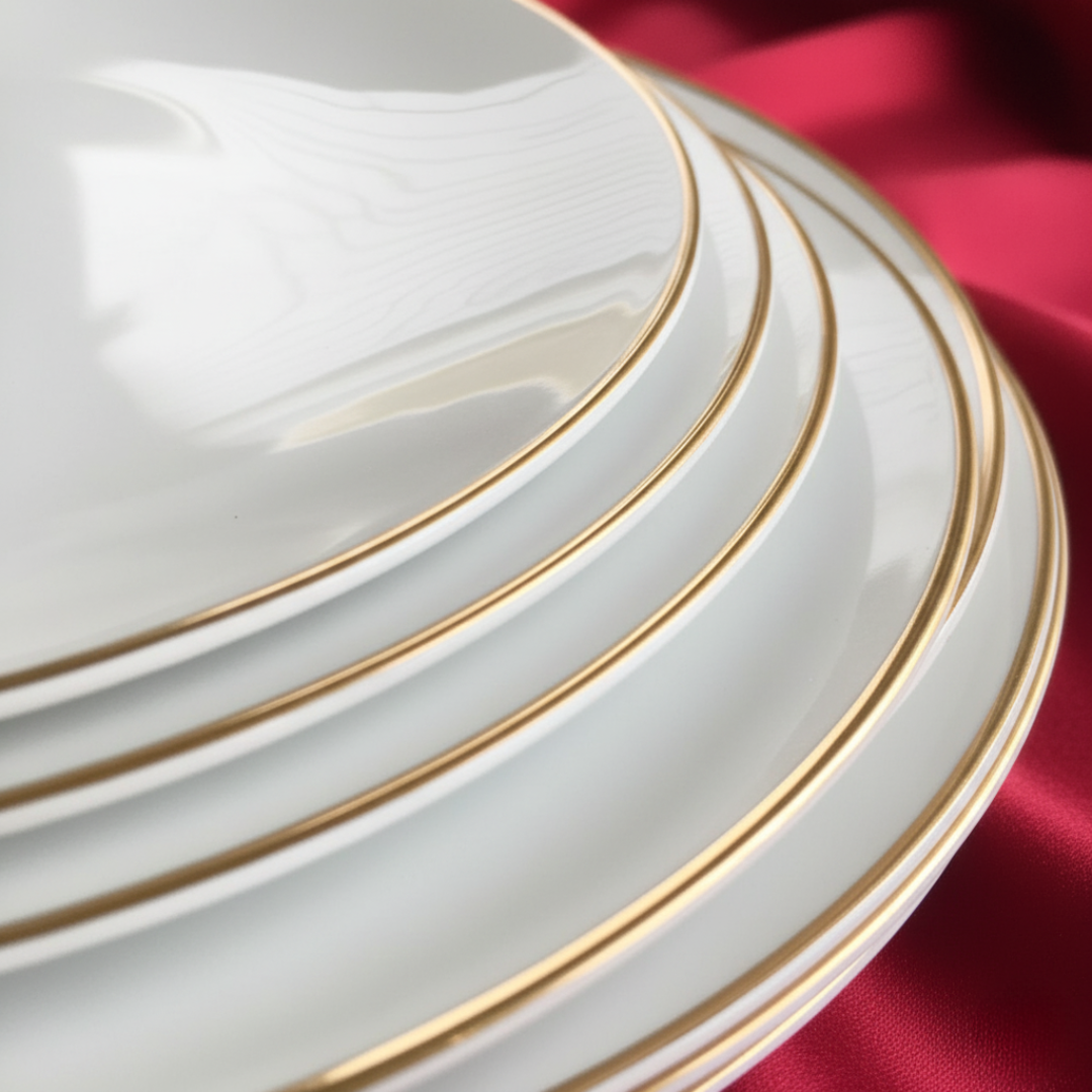 Delicia porcelain Aureline dinnerware set of gold lined 24 PCS