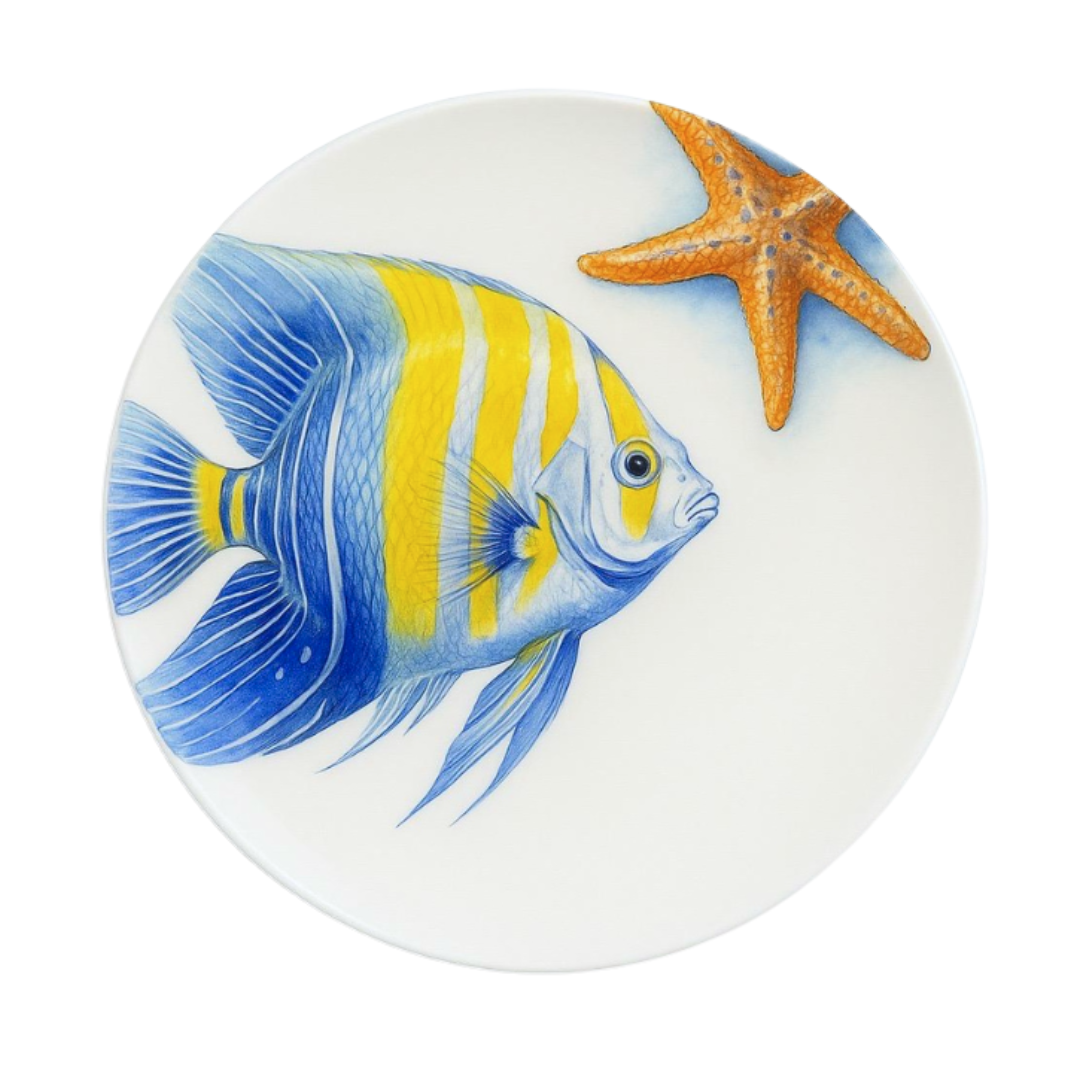 Delicia Porcelain Fish Design Plate Plate Digital Printing