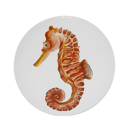 Delicia Porcelain Golden Seahorse Design Plate Plate Digital Printing