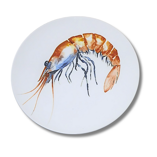 Delicia Porcelain Golden Shrimp Design Plate 27CM Digital Printing
