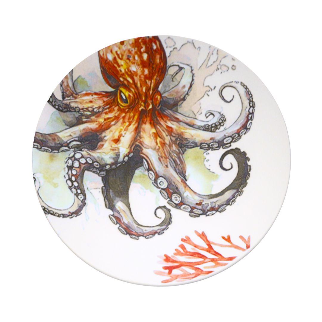 Delicia Porcelain Octopus Design Plate Plate Digital Printing