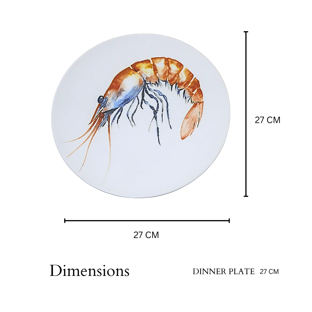 Delicia Porcelain Golden Shrimp Design Plate 27CM Digital Printing