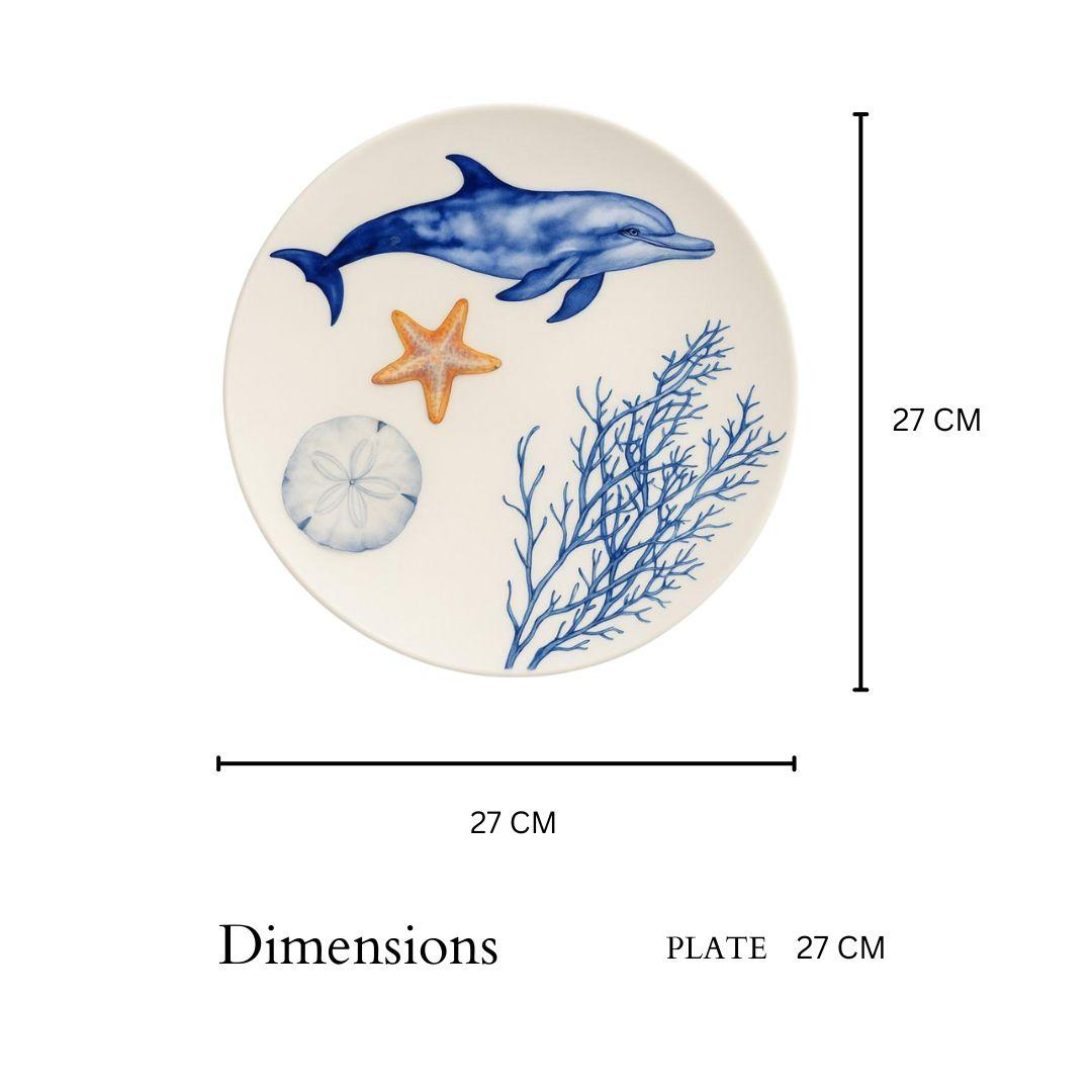 Delicia Porcelain Dolphin Design Plate Plate 27CM Digital Printing