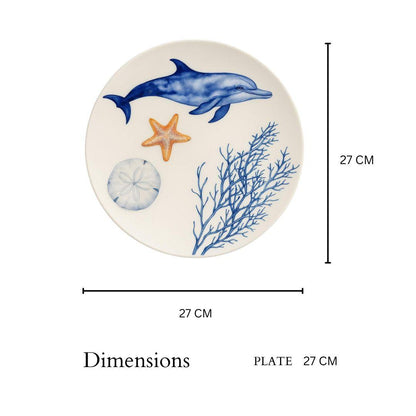 Delicia Porcelain Dolphin Design Plate Plate 27CM Digital Printing