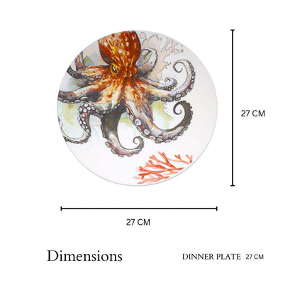 Delicia Porcelain Octopus Design Plate Plate Digital Printing