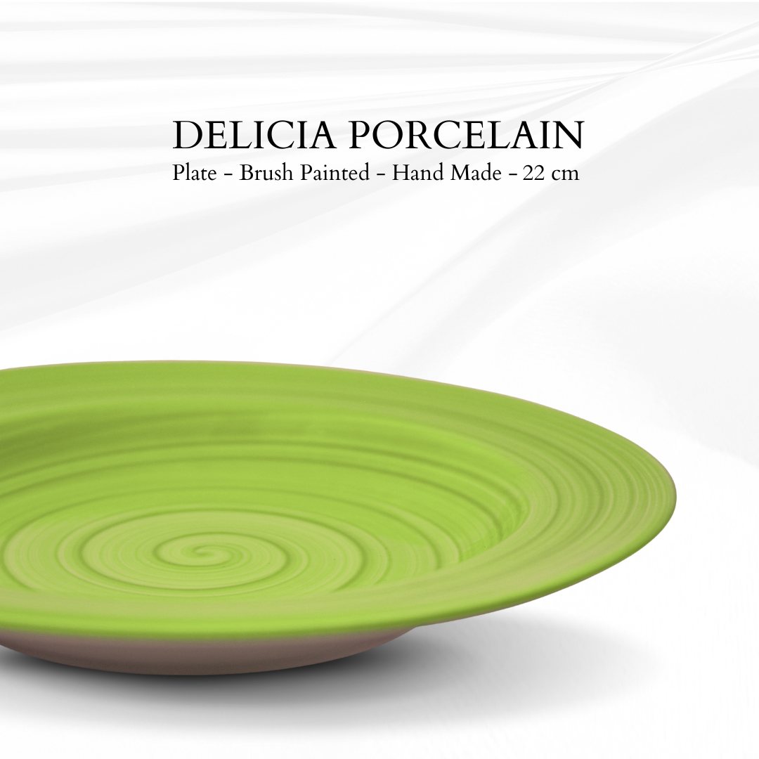 Delicia Porcelain Deep Plate hand Made Brushed 22cm