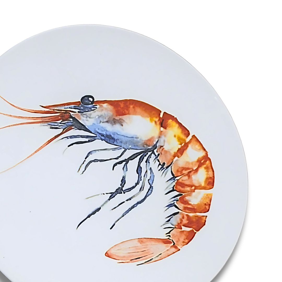 Delicia Porcelain Golden Shrimp Design Plate 27CM Digital Printing