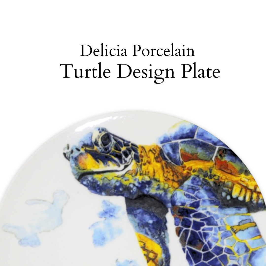Delicia Porcelain Golden Turtle Design Plate Plate Digital Printing