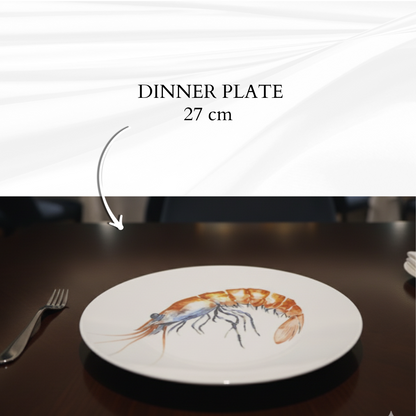 Delicia Porcelain Golden Shrimp Design Plate 27CM Digital Printing
