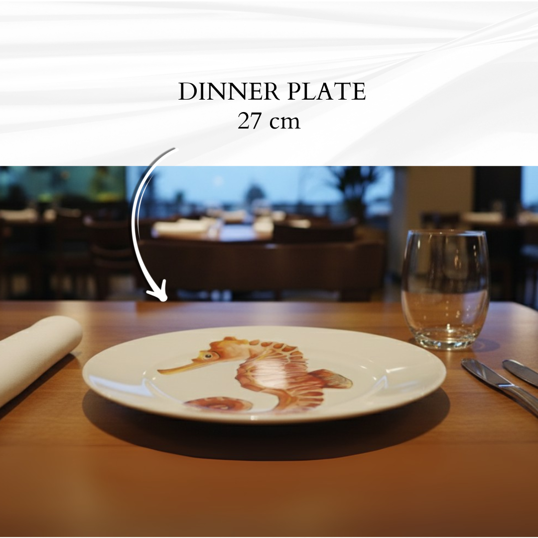 Delicia Porcelain Golden Seahorse Design Plate Plate Digital Printing
