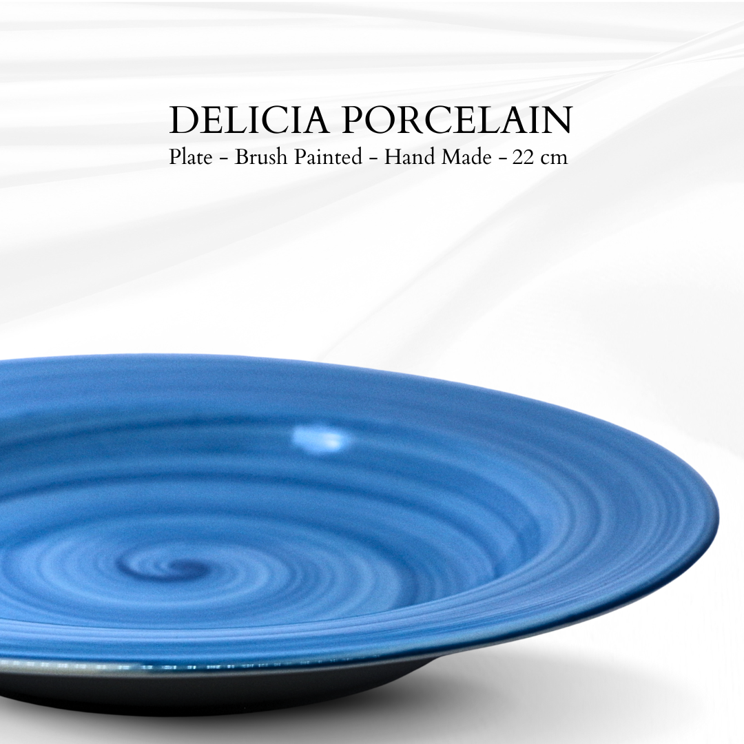 Delicia Porcelain Deep Plate hand Made Brushed 22cm