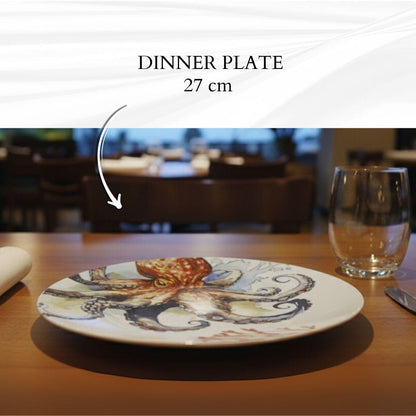 Delicia Porcelain Octopus Design Plate Plate Digital Printing