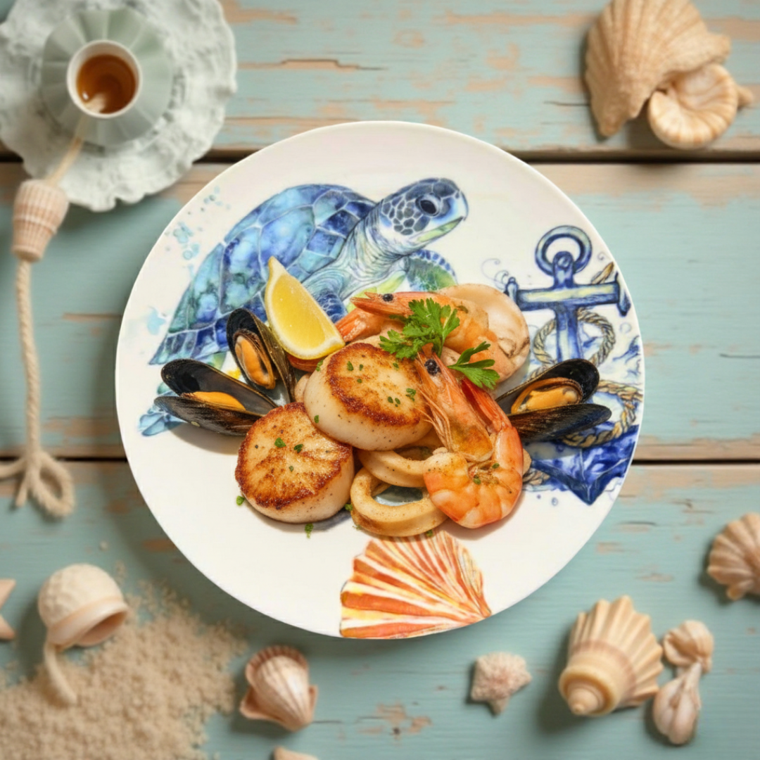 Delicia Porcelain Turtle Design Plate Plate Digital Printing