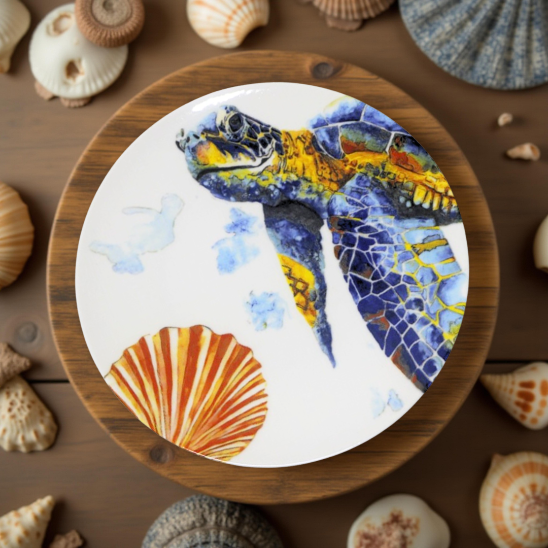 Delicia Porcelain Golden Turtle Design Plate Plate Digital Printing