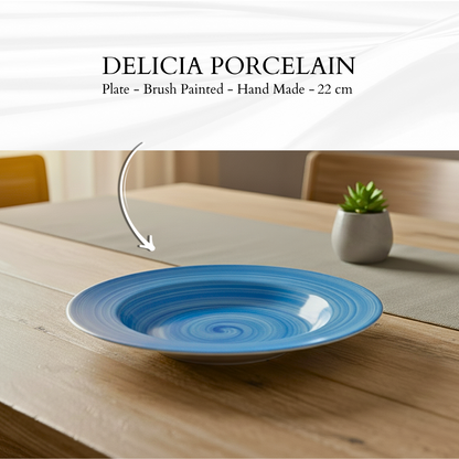 Delicia Porcelain Deep Plate hand Made Brushed 22cm