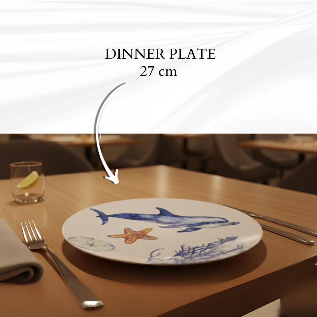 Delicia Porcelain Dolphin Design Plate Plate 27CM Digital Printing