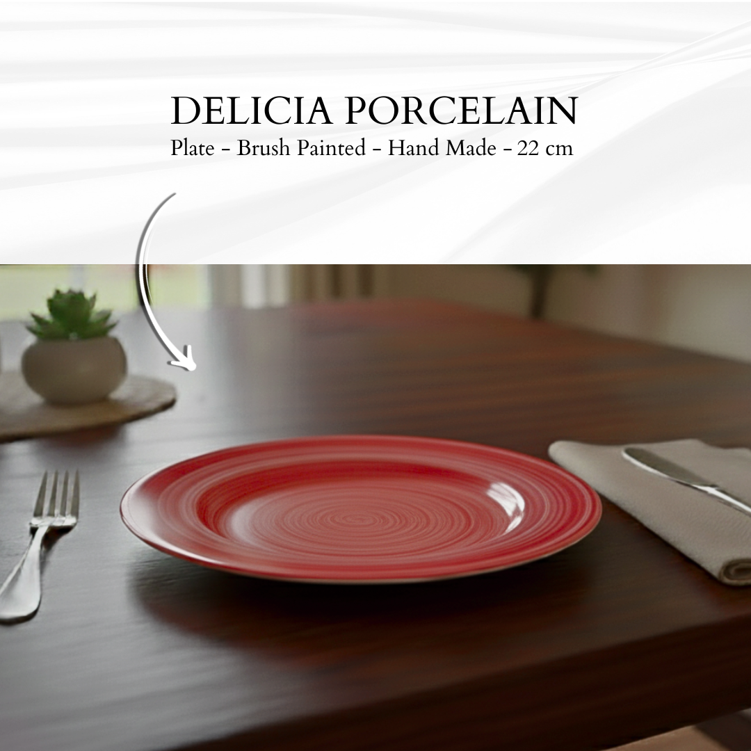 Delicia Porcelain Deep Plate hand Made Brushed 22cm