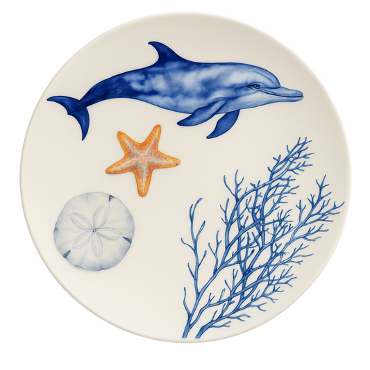 Delicia Porcelain Dolphin Design Plate Plate Digital Printing