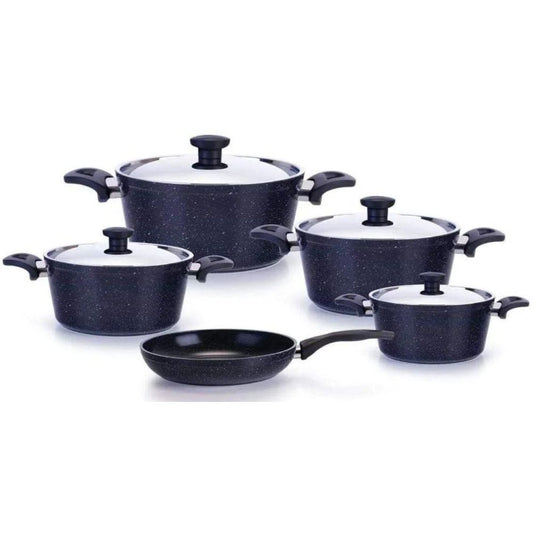 AAone Elegance 9 Pcs Granite 4m Set Stock Pot 18,20,24,28 + wok 28Cm