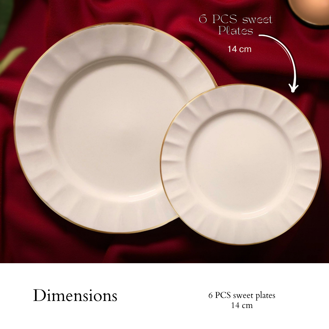 Delicia Porcelain 24 Piece Gold Line Ivory Dinner Set Queen