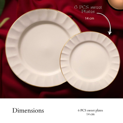 Delicia Porcelain 24 Piece Gold Line Ivory Dinner Set Queen