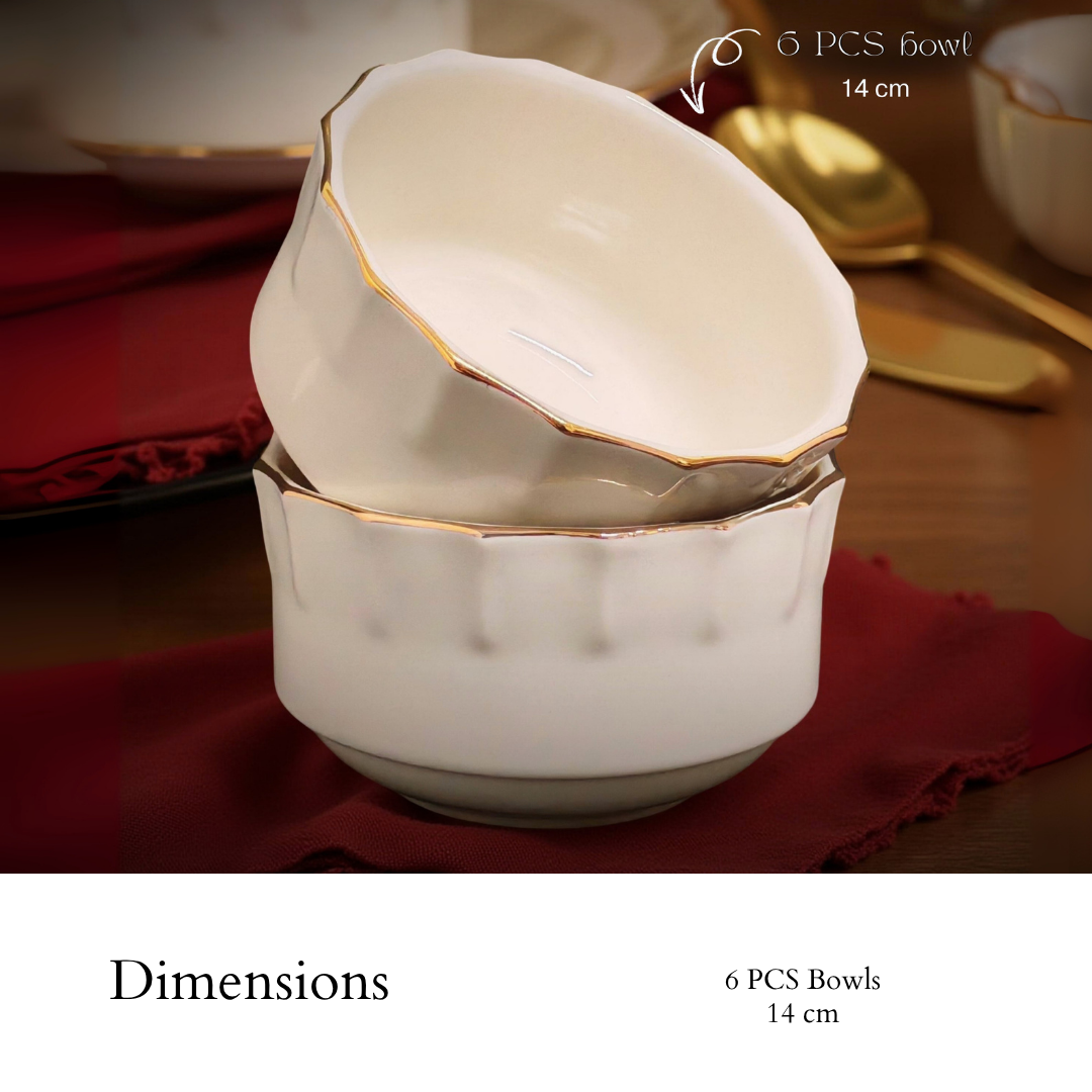 Delicia Porcelain 24 Piece Gold Line Ivory Dinner Set Queen